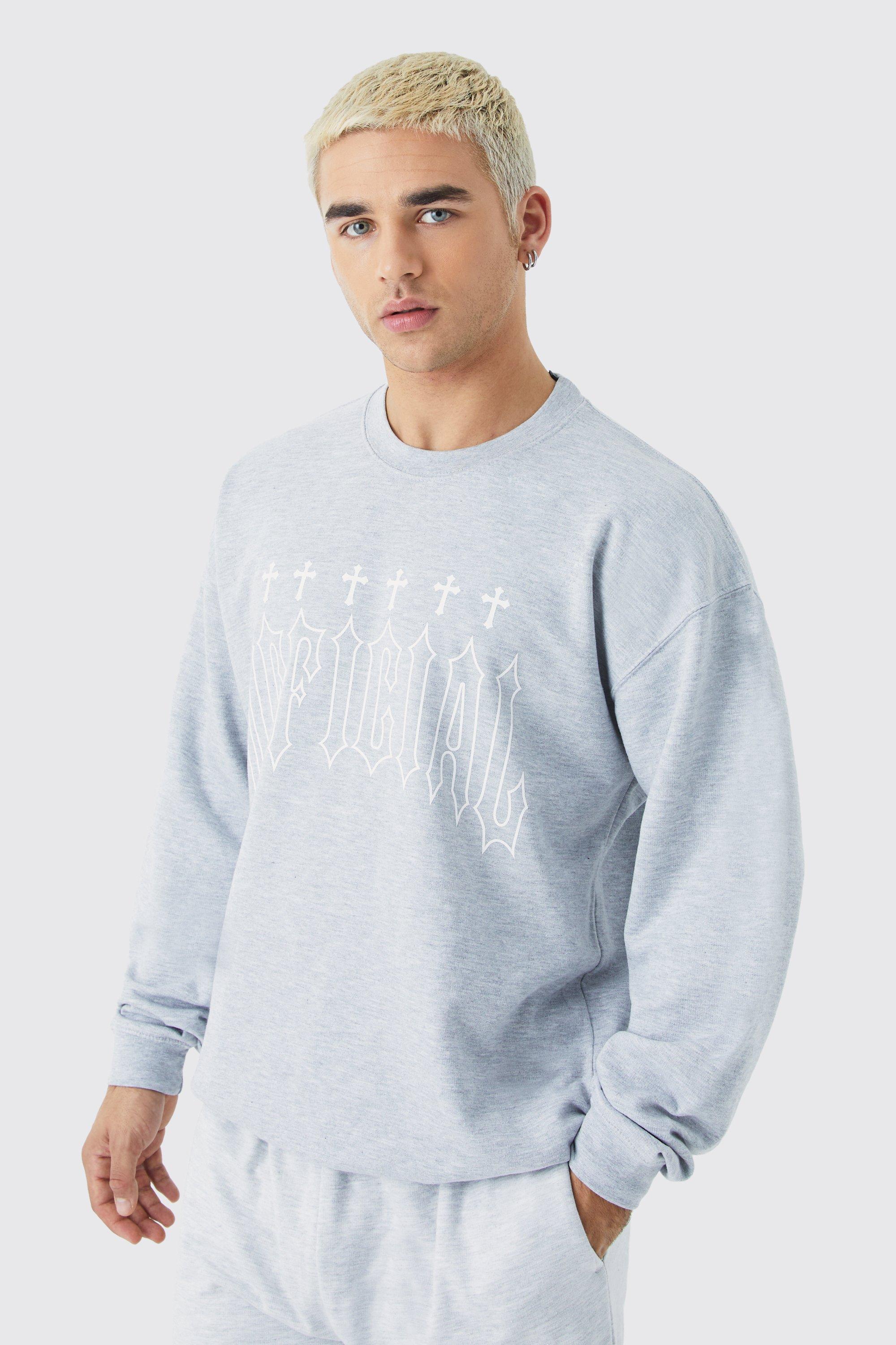 Oversized Cross Graphic Sweatshirt boohooMAN USA